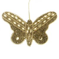Beaded Gold Butterfly Decoration 13cm