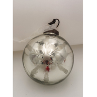 Silver  Snowflake Etched Glass Hanging Bauble 8cm