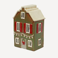 Alsace Tea Light  House Christmas Green with Shutters