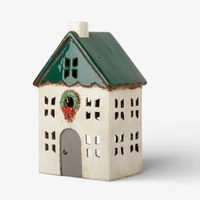 Forest Green House with Wreath Christmas Tea Light 