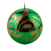Christmas Green Metallic and Gold Florentino Ball 12cm
