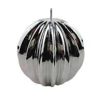 Silver Metallic Finish  Segmented  Ball Candle 12cm