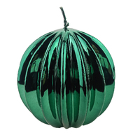 Green Metallic Finish  Segmented  Ball Candle 12cm