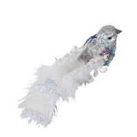 Flaca Silver White Ruffle Bird Clip