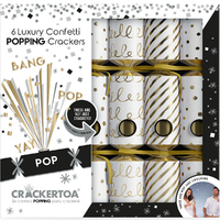 Gold Crackertoa Crackers with Popping Streamers 6pk