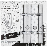 Silver Crackertoa Crackers with Popping Streamers 6pk