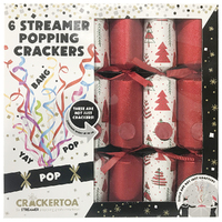 Red Crackertoa Crackers with Popping Streamers 6pk