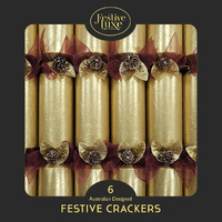 Embossed Gold Christmas Crackers 6pk