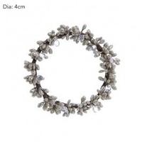 Candle Ring/ Napkin Holder Gold With Clear Glass Beads 10 cm