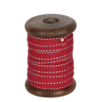 Red Ticking Grosgrain Ribbon on Wooden Spool 10m