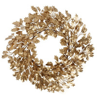 Metallic Gold Holly Wreath 50cm
