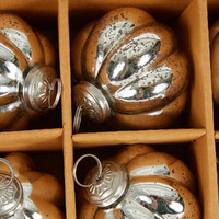 Antique Silver Pumpkin Glass Balls 7.5cm 6 pc