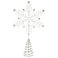 Aquane  White Silver Snowflake Tree Topper