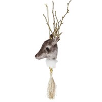 Grey Velvet Reindeer Hanging Decoration 7 x 25cm