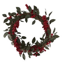 Mindi Red Berry  and Vine Leaf  Wreath 50cm