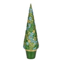 Floral Potted Cone Tree 37cm
