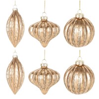 Champagne Bronze Assorted Baubles 8cm 6pc