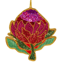 Sequin Waratah Hanging Christmas  Decoration