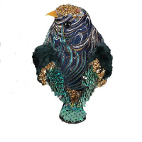Zora Elaborate Peacock Blue Clip on Bird