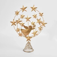 Whimsical Antique Gold Angel  and Stars Christmas Tree Topper