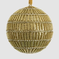 Bugle Gold Bead Christmas Hanging Bauble 10cm