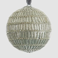 Bugle Silver Bead Christmas Hanging Bauble 10cm