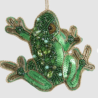 Green Tree Frog Sequin Hanging Christmas Decoration