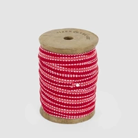 Red Velvet Ticking Ribbon on Wooden Spool 
