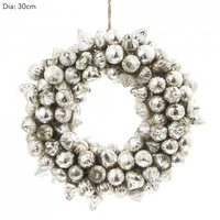 Antique Silver Glass Wreath 32cm