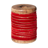 Red Velvet with Gold Edge  Ribbon on Wooden Spool 10m