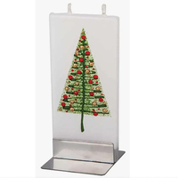 Flat Twin Wick Candle - White with Green Tree