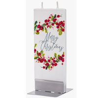 Flat Twin Wick Candle - Berry Wreath with Merry Christmas