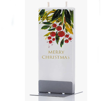 Flat Twin Wick Candle - Berry  Spray with  Gold Merry Christmas