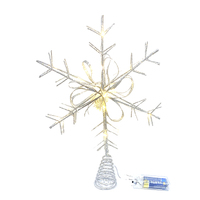 Silver Glitter Flower Star Tree Topper with LEDs 