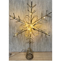Silver Glitter Flower Star Tree Topper with LEDs 