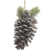 Hanging White Tipe Pinecone 1pc 15cm