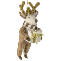 Fawn Felt Reindeer with Gold Gift 12cm