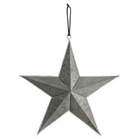 Silver Grey  with White  Edge Metal Hanging Star 40cm