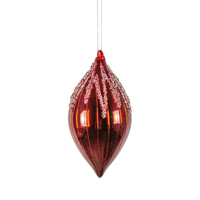 Ruby Drip Beaded Glass Finial 16cm