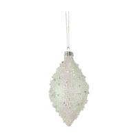 White Opaque Beaded Finial Hanging Bauble