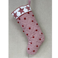 Red Striped  Large  Fabric Santa Stocking 55cm