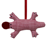 Red Gingham Platypus  Hanging Decoration 13cm