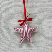 Fabric Star Hanging Decoration 8cm