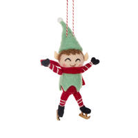 Wool Elf on Skates Hanging Ornament
