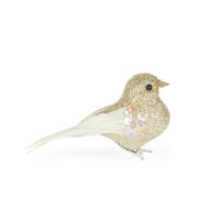 Champagne  Glitter Clip Bird 10cm