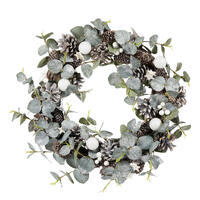 Snow Dusted  Eucalypt and Mixed Cone Wreath  38cm
