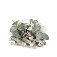 Snowy Eucalypt 1 Lite Tealight Holder 15cm