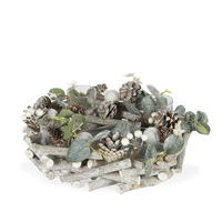 Snowy Eucalypt 4 Lite Round Centrepiece 30x8cm
