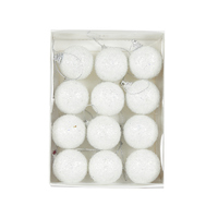 Mini White Sugar Baubles 3 cm 12pk