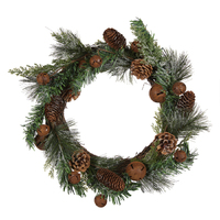 Mixed Cone Frost Conifer Tip and Rust Bell Wreath 40cm